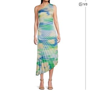 Belle by Badgley Mischka Kelsey Sleeveless One Shoulder Asymmetrical Blue